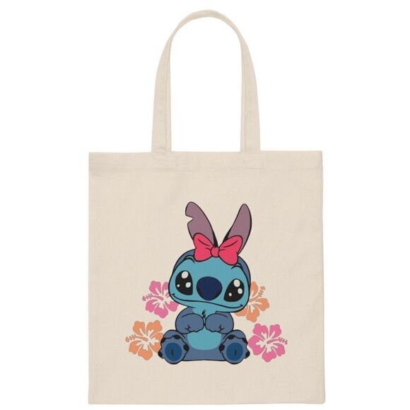 Lilo and Stitch Plumeria Canvas Tote - Picture 1 of 6